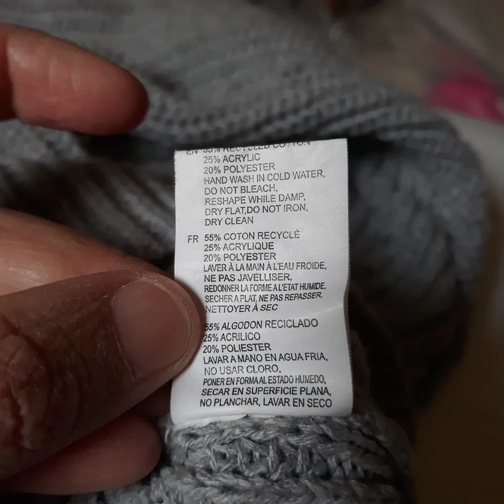 ECO by Design Women's Gray Soft Cable Knit Crop Sweater Size M - Picture 10 of 10